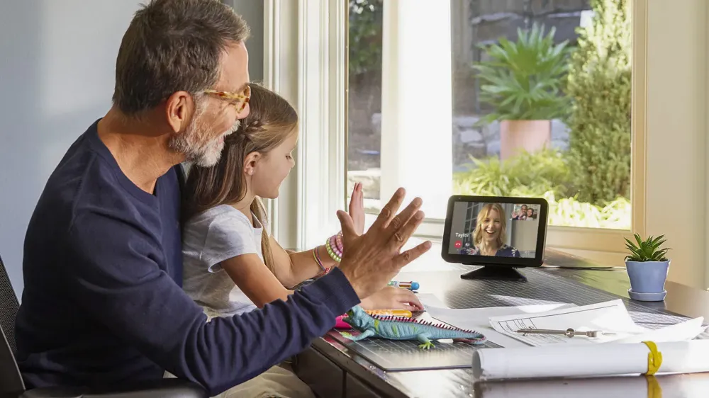 Amazon Echo Show 8 family talking virtually